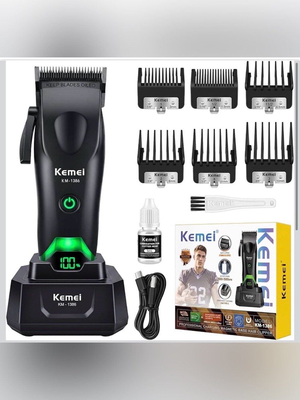 KEMEI 1386 Hair Clippers for Men Cordless Barber Clippers for Hair Cutting
2000